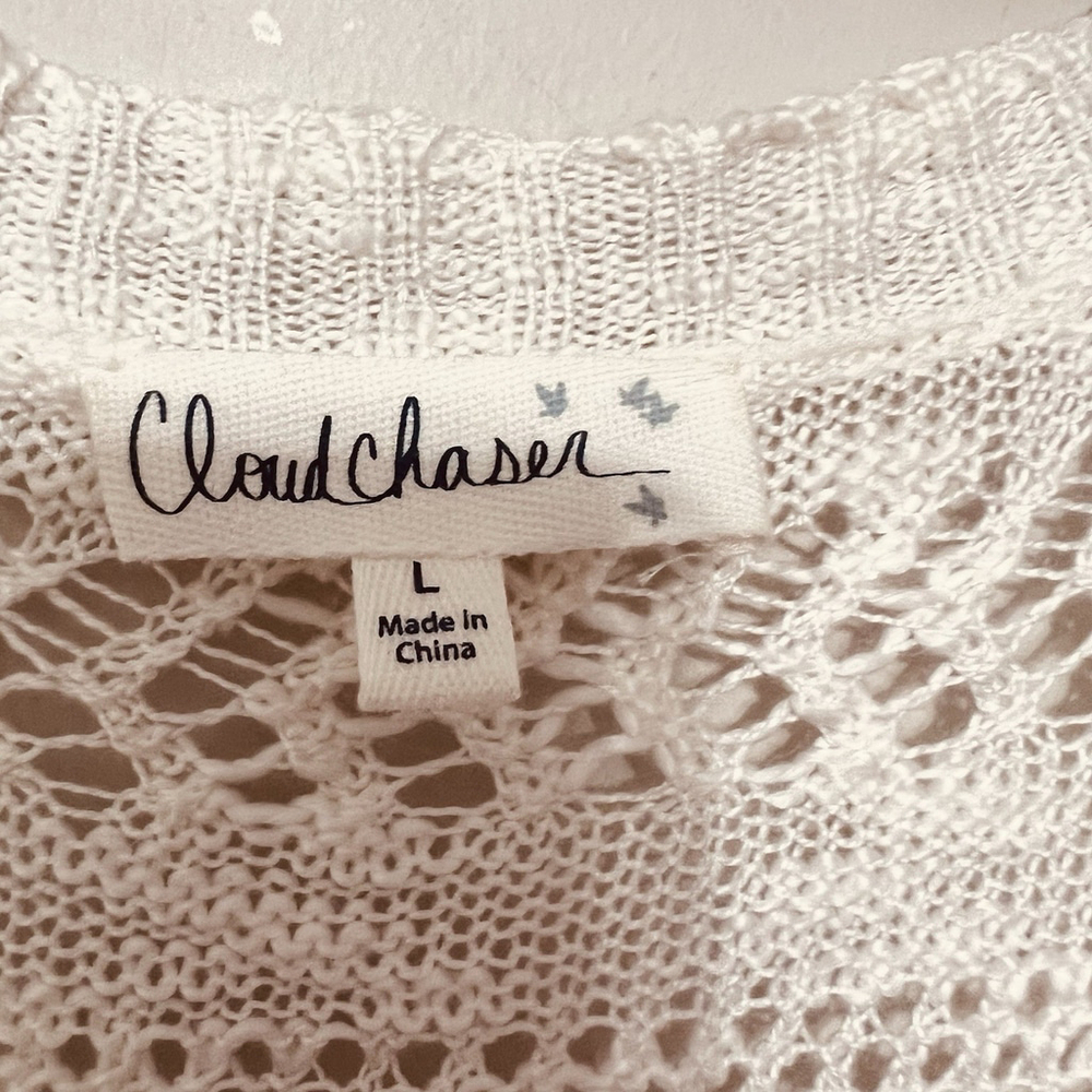 Cloud Chaser Boho Chic Loose Knit Cardigan Shawl Cover Up Crochet Open Knit L - Picture 3 of 12